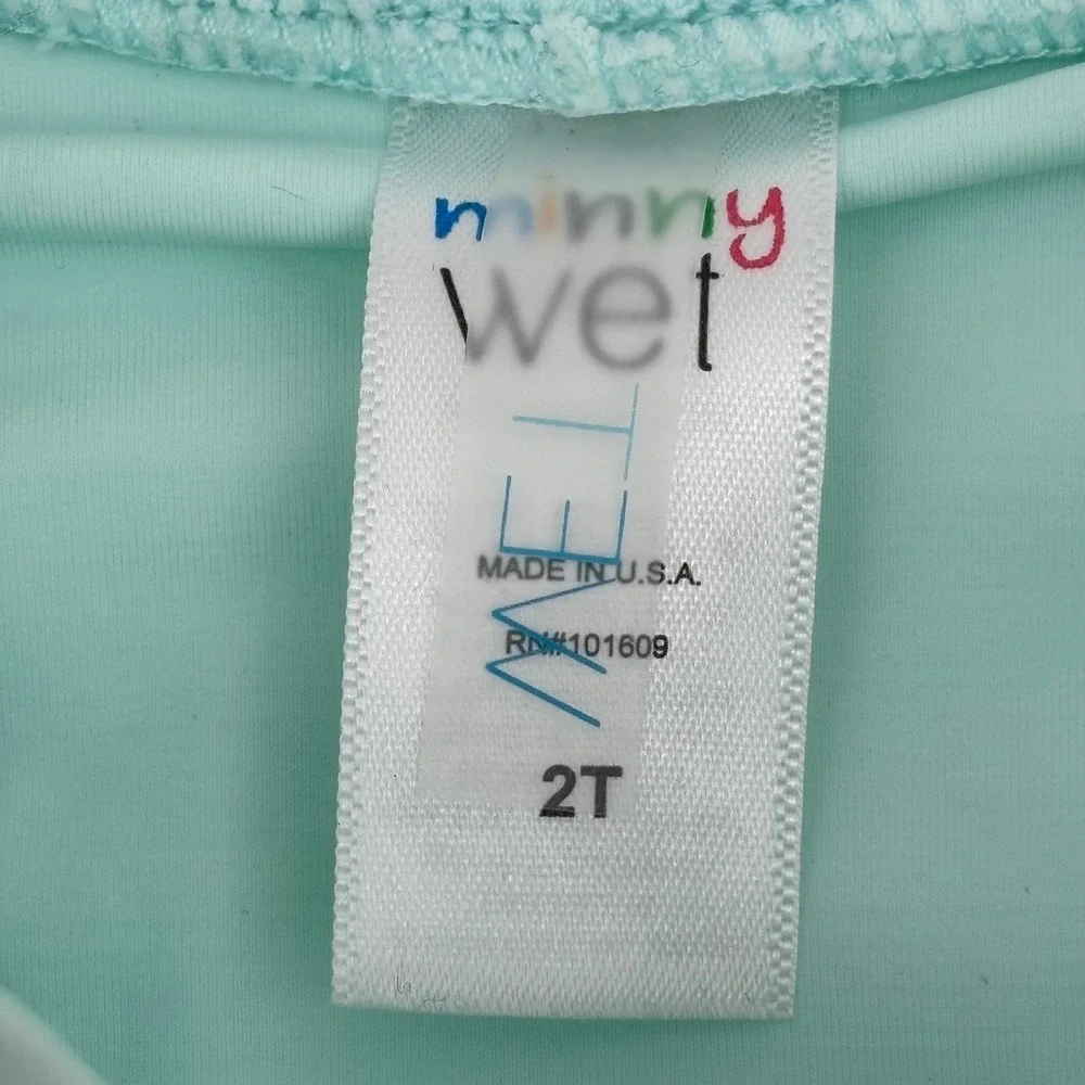 MINNY‎ WET Little Girl Rash Guard Swimsuit Long Sleeve Toddler Mint One Piece 2T
